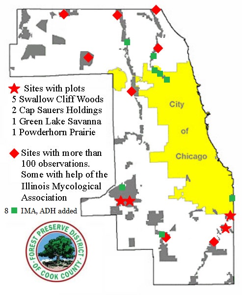 Map of Cook County showing collection sites.