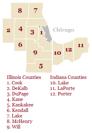 Map of 12 counties.
