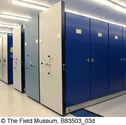 Compactor cabinets that are in rows on tracks.