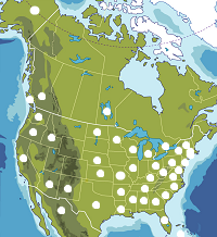 Map of North America, states and provinces.