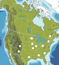 Map of North America, states and provinces.